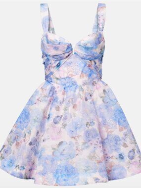 Zimmermann Rebellion floral draped linen and silk minidress